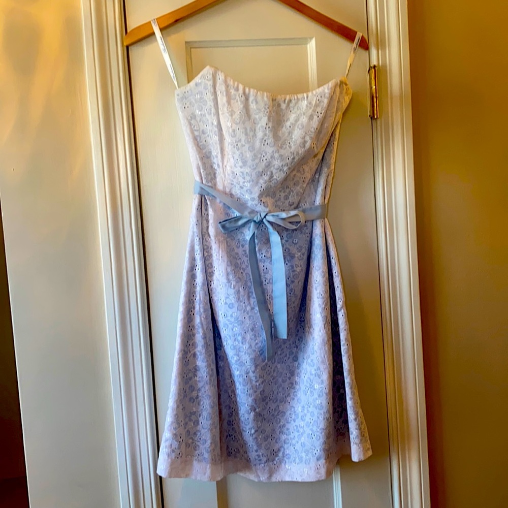 Shoshanna strapless white eyelet dress